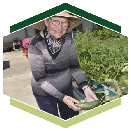 Alzheimer's resident working in the garden