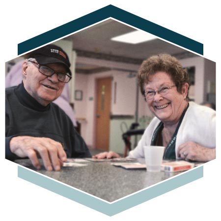 Alzheimer's residents playing card games